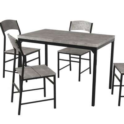 2020 Hot Sale  New Design Fashion Grey MDF  Modern  Dining Tables Set One Table and 4 Chairs