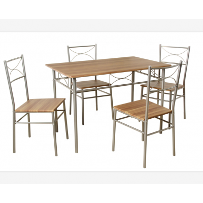 5 Piece Wood Metal Kitchen Room Furniture Dining  Table Set with 4 Chairs