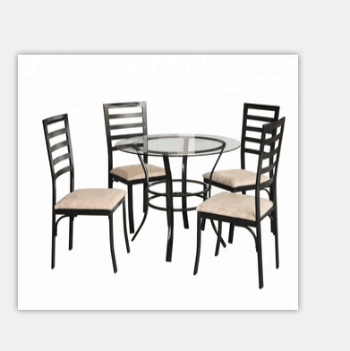 Dining room furniture table set with glass top steel frame