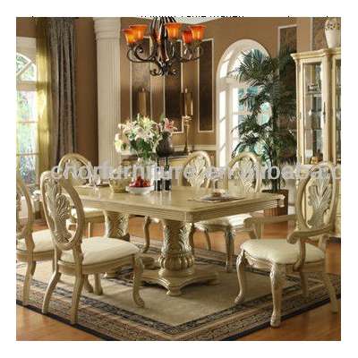 white color wood dining set 1+6