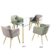 Home furniture dining room dinner metal table glass table set chairs