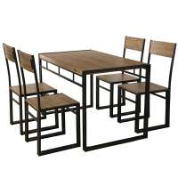 Classic Wood Dining Table and Chair Set Furniture Dining Table Set 1+4 Used Dining Room Restaurant