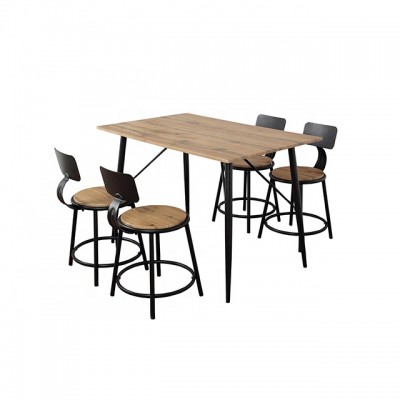 Industrial Style Dining Table Sets 1+4 Round Seat Chair Restaurant Table and Chair Set